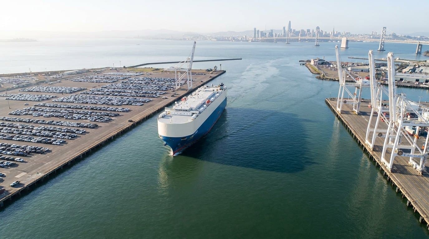 Port of Oakland shipping terminal — arrival point for Hawaii to Oregon vehicle shipments before overland delivery