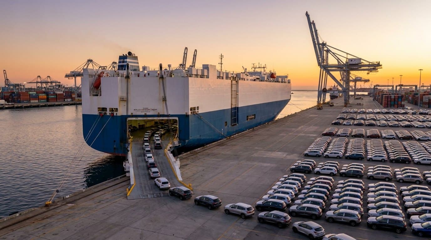 Port of Long Beach shipping terminal — arrival point for Hawaii to Georgia vehicle shipments before overland delivery